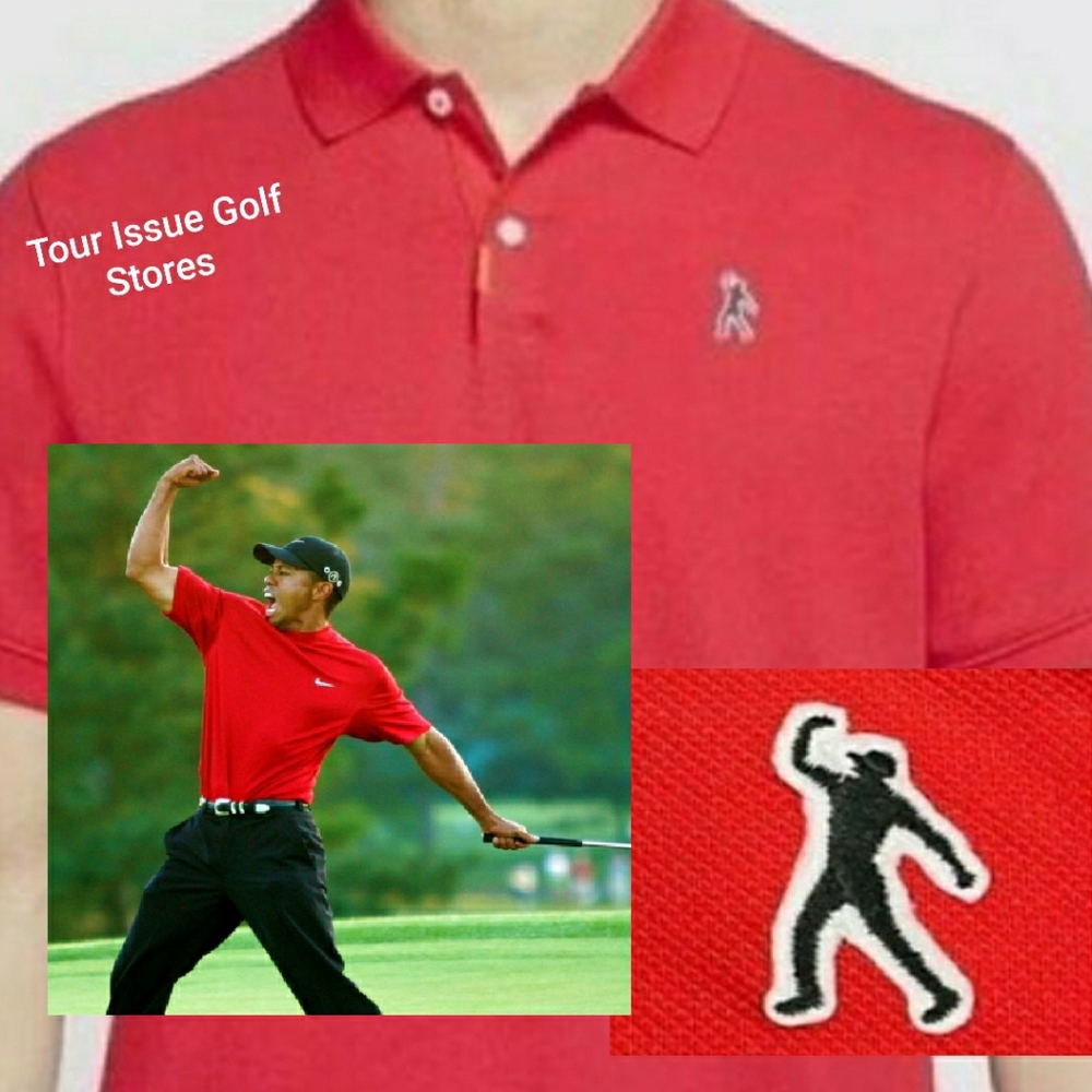 Nike Tiger Woods TW Fist Pump Shirt Polo Sunday Red Masters Mens LARGE